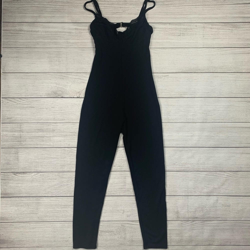 UO Black Fitted Jumpsuit with Corset Detail